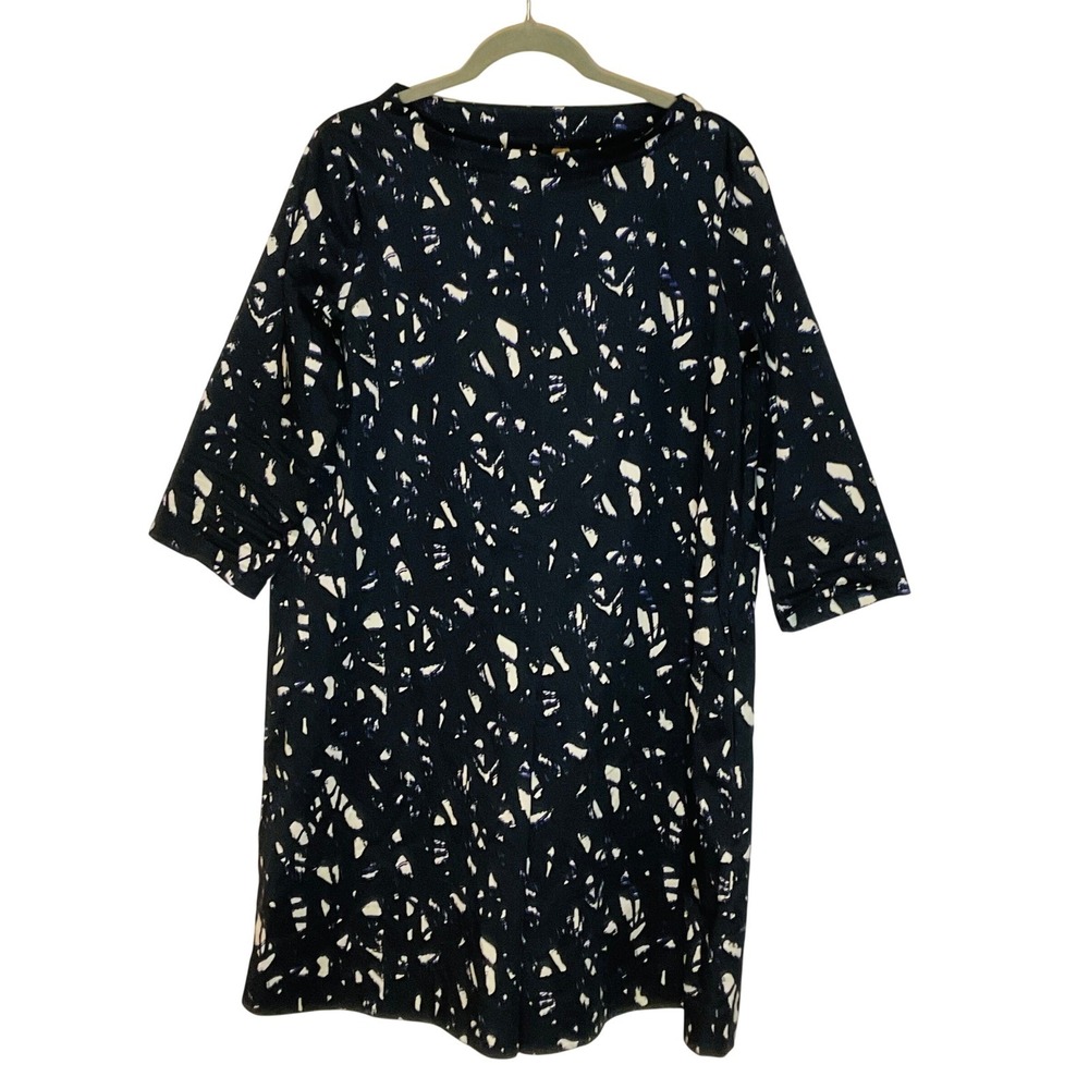 COS Navy and Cream Long Sleeve Shift Dress
